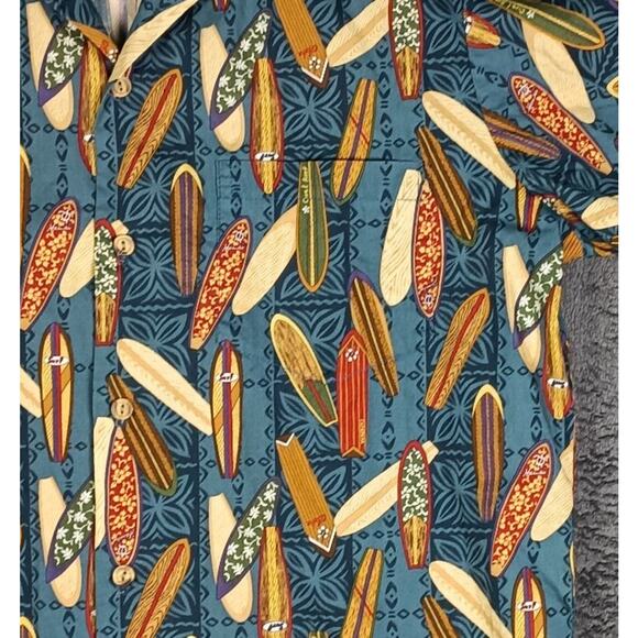 Pride Of Hawaii Surfboard Print Shirt Large Men Blue VTG Aloha Button Up - Picture 7 of 9